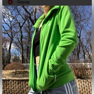 Adidas Fleece Lime Neon Green Long Sleeve Turtleneck Zip  Up Jacket size…